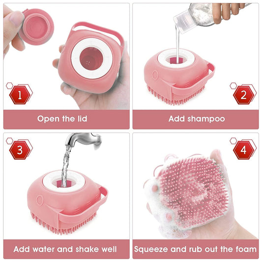 Dog Bath Brush (Pink) — alternate view, BSCLY