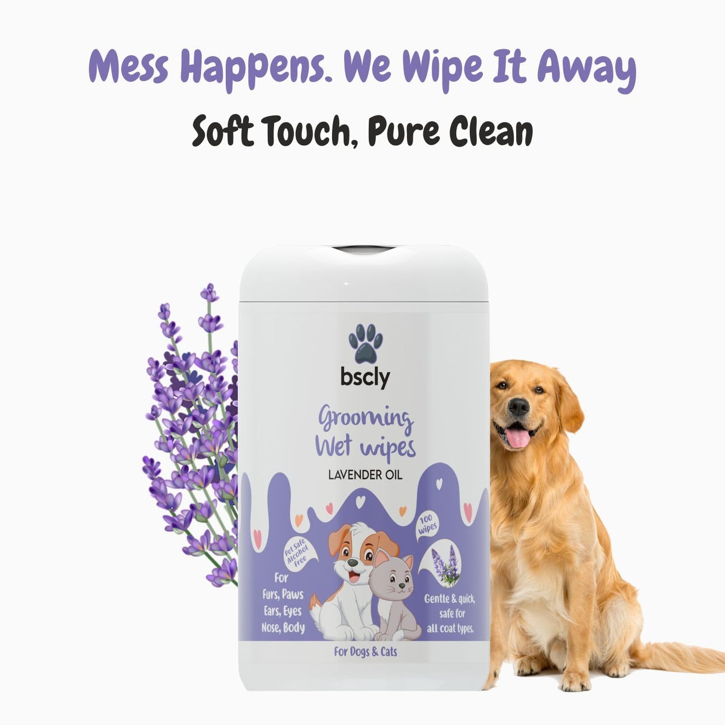 Pet Wipes for Dogs and Cats (Lavender Essential)