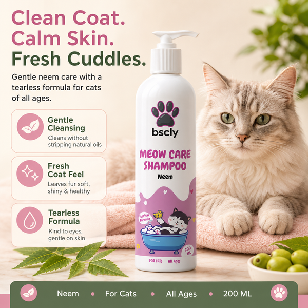BSCLY Meow Care Cat Shampoo with Neem Extract, 200 ml