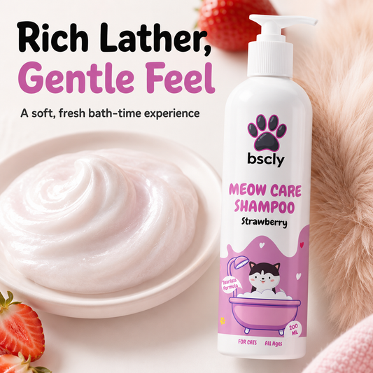 BSCLY Meow Strawberry Cat Shampoo, 200ml — BSCLY