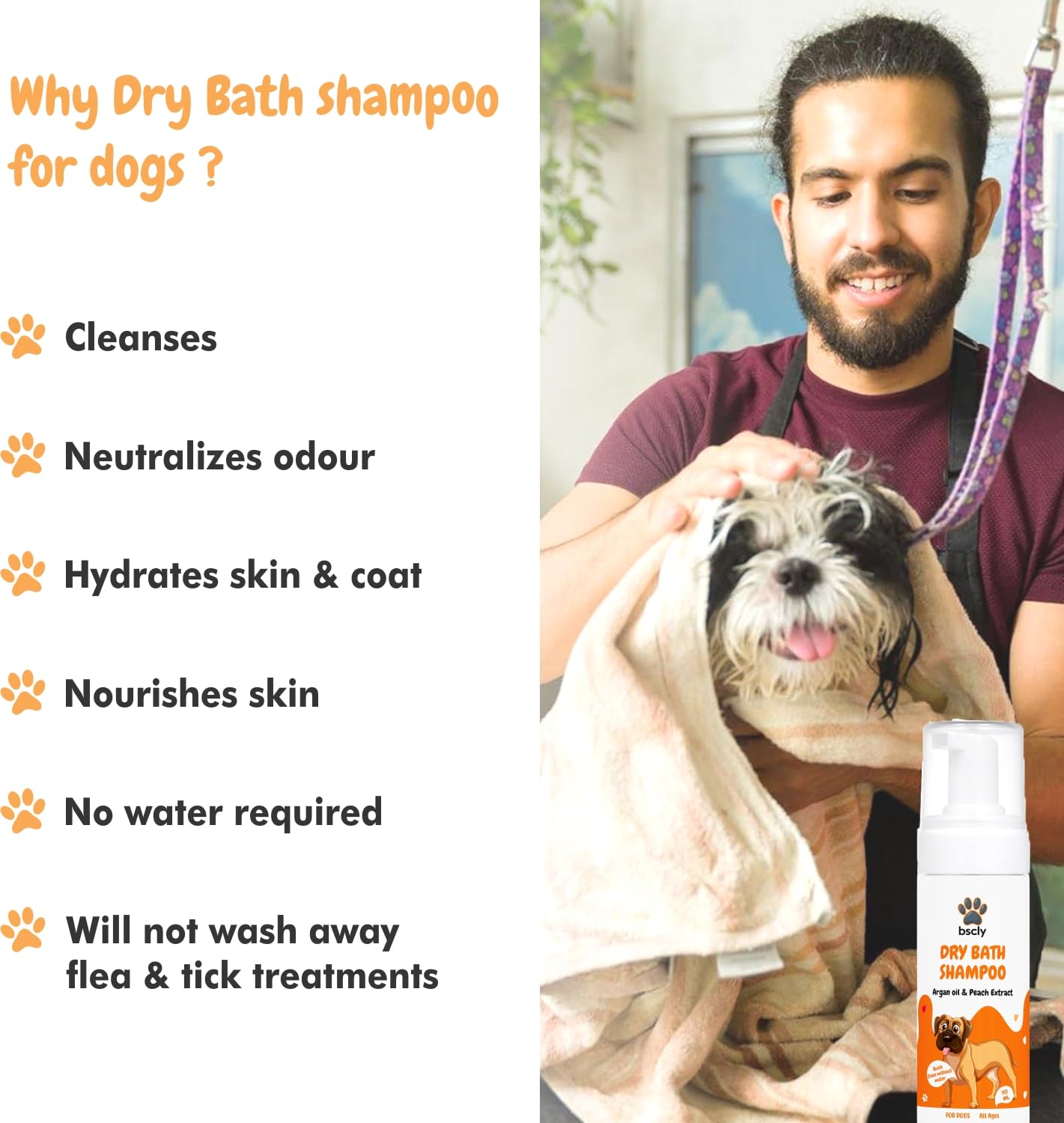 Dry Bath Foaming Shampoo with Peach