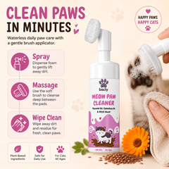 Clean paws in minutes – spray, massage, wipe clean with BSCLY Meow Paw Cleaner