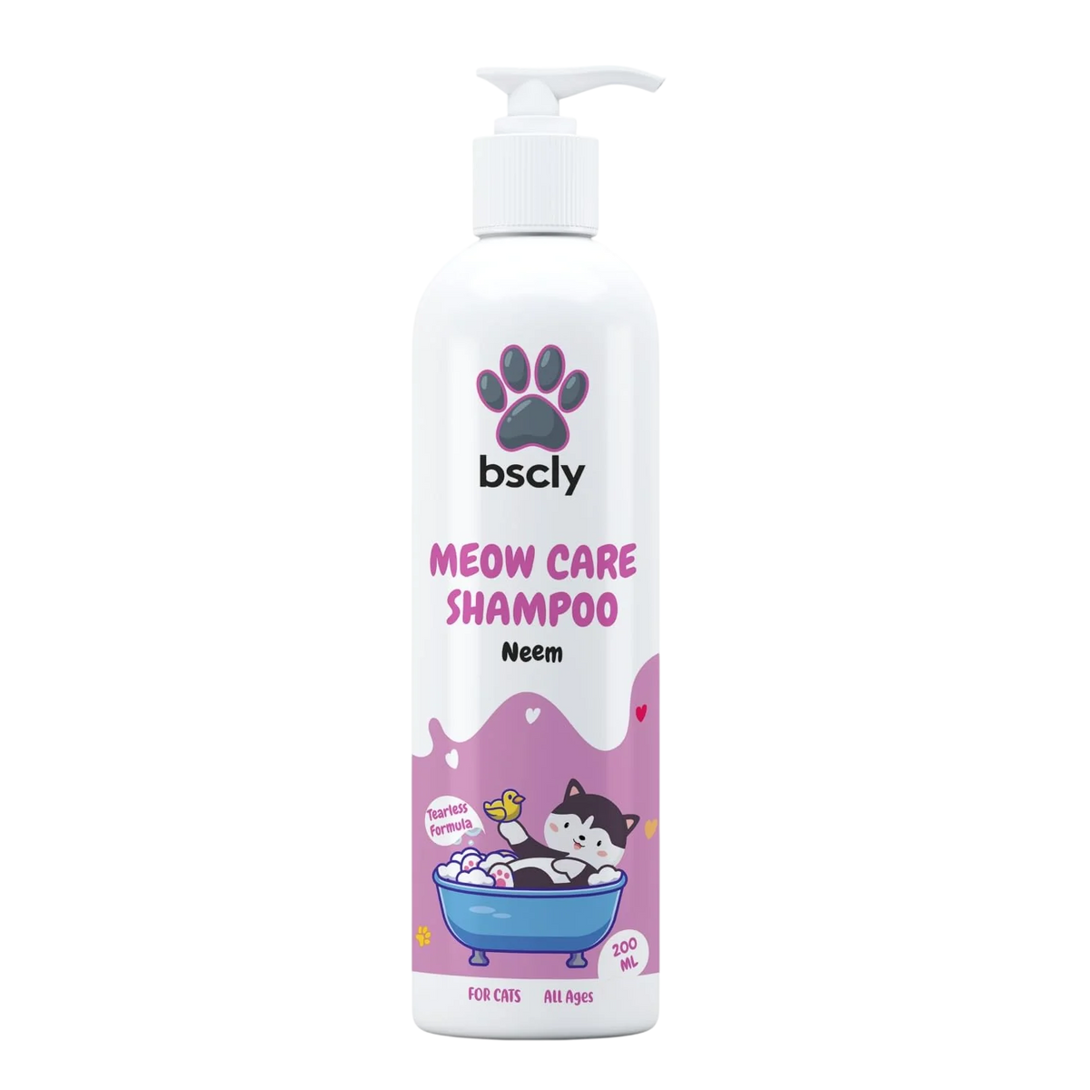 BSCLY Meow Care Cat Shampoo with Neem Extract, 200 ml