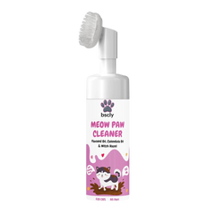 BSCLY Meow Paw Cleaner 150ml foaming cat paw cleaner with built-in brush – flaxseed oil, calendula, witch hazel